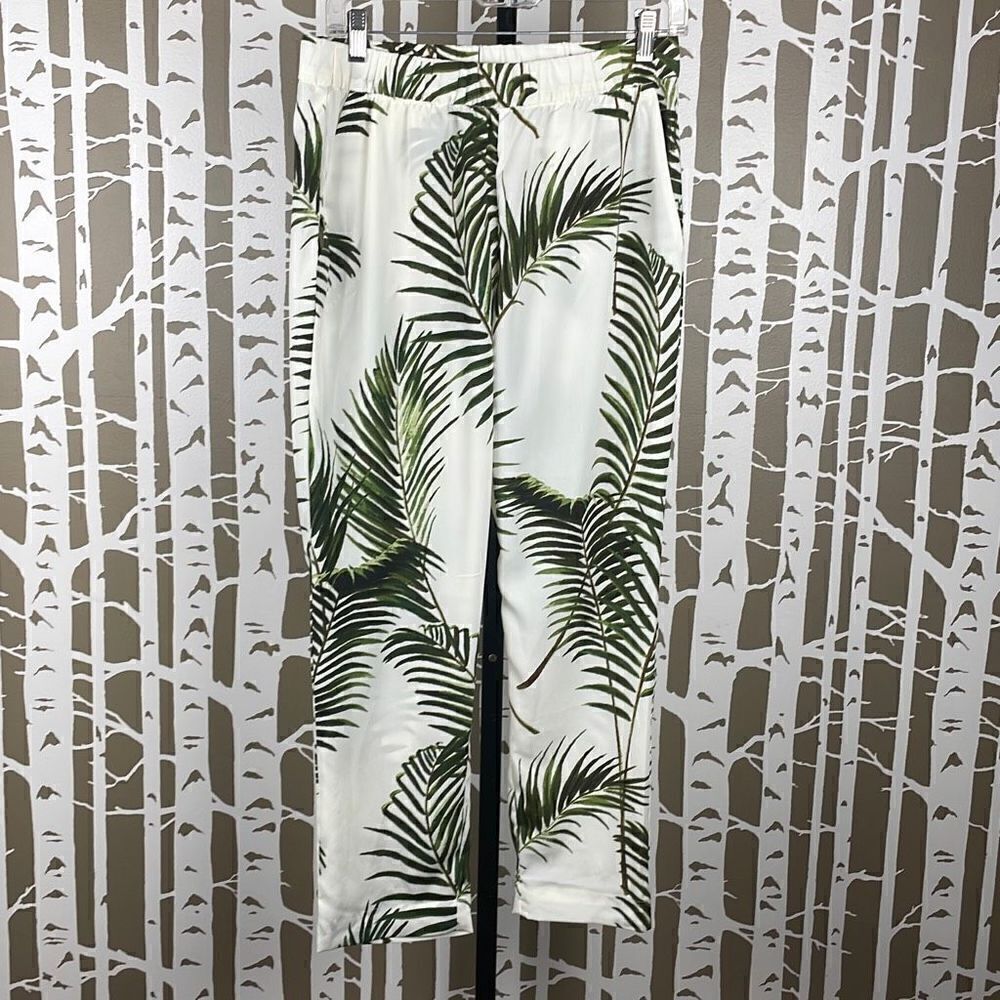 Palm Leaf Print High Waist Cropped Pants 8